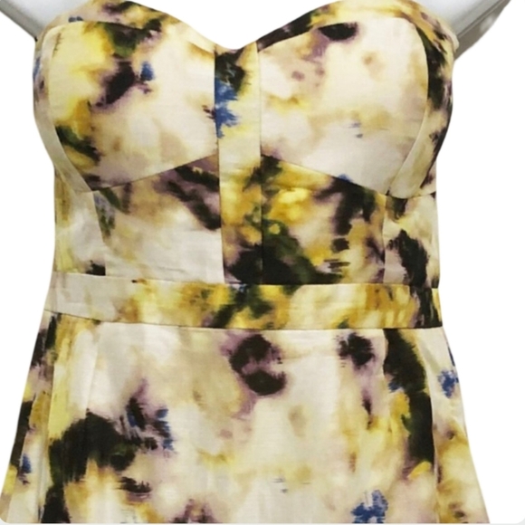 J.Crew Ella Garden Floral Strapless Dress Yellow Size 2 - Picture 3 of 9